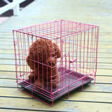 Foldable Dog Pet Cage Iron Wire Suitcase Safe House Home Pink/Blue Universal