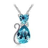 Austrian Crystal Cat Pendant Necklace