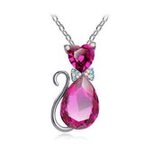 Austrian Crystal Cat Pendant Necklace