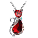 Austrian Crystal Cat Pendant Necklace