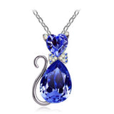 Austrian Crystal Cat Pendant Necklace