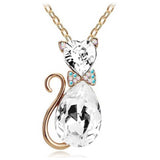 Austrian Crystal Cat Pendant Necklace