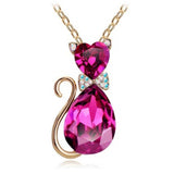 Austrian Crystal Cat Pendant Necklace