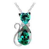 Austrian Crystal Cat Pendant Necklace